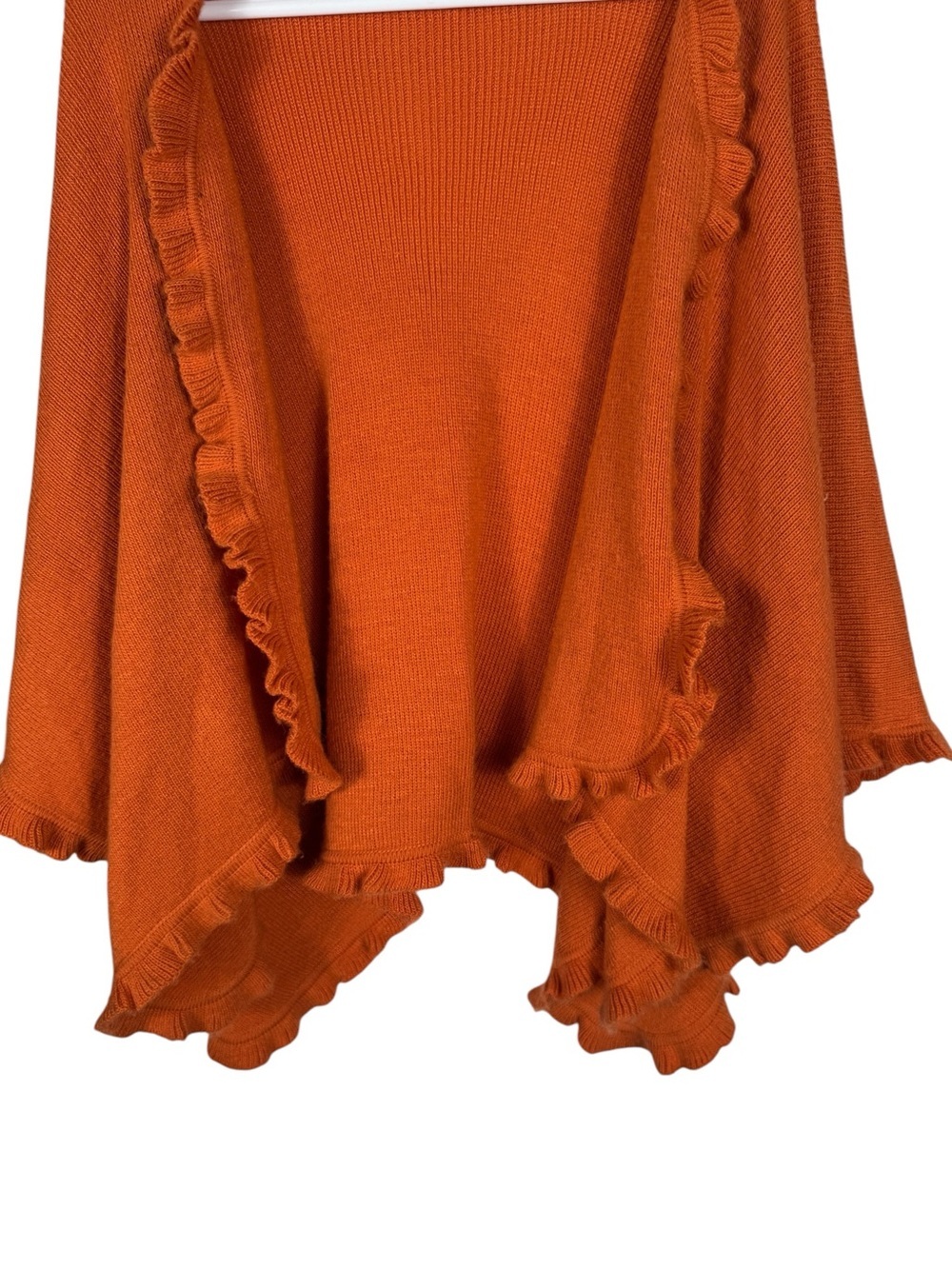Alpaca Orange Ruffle Trim Ruana/Shawl - Picture 3 of 6